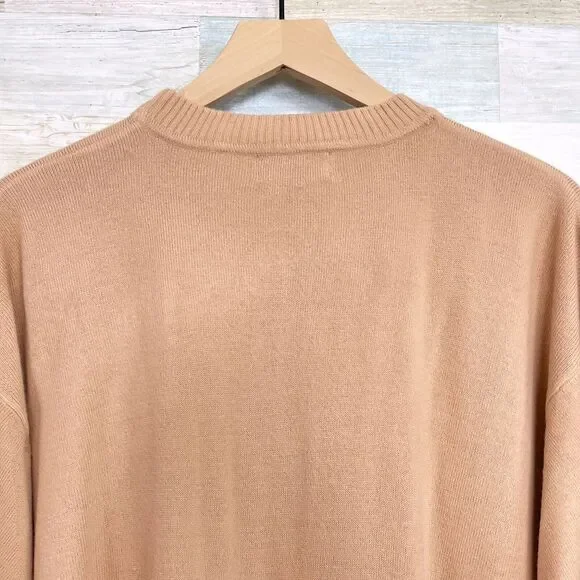 POLO Ralph Lauren Pure Cashmere Sweater Tan Golf Shield Logo Vintage Mens XL